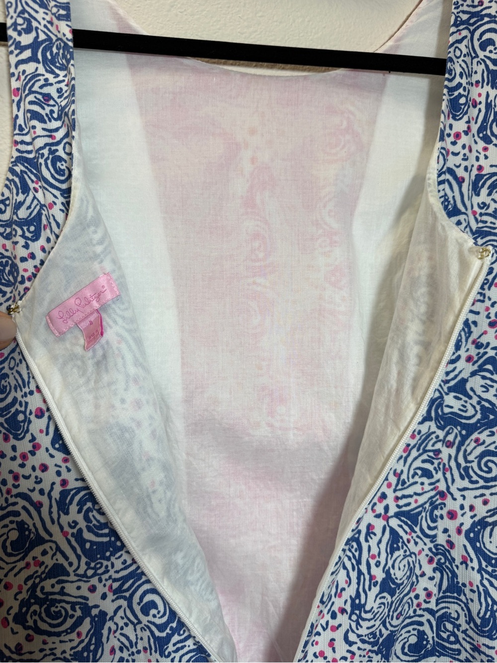 Lilly Pulitzer Shift Dress 4 Cotton Seacock Blue Pink Starfish Seashell Nautical - Picture 6 of 11
